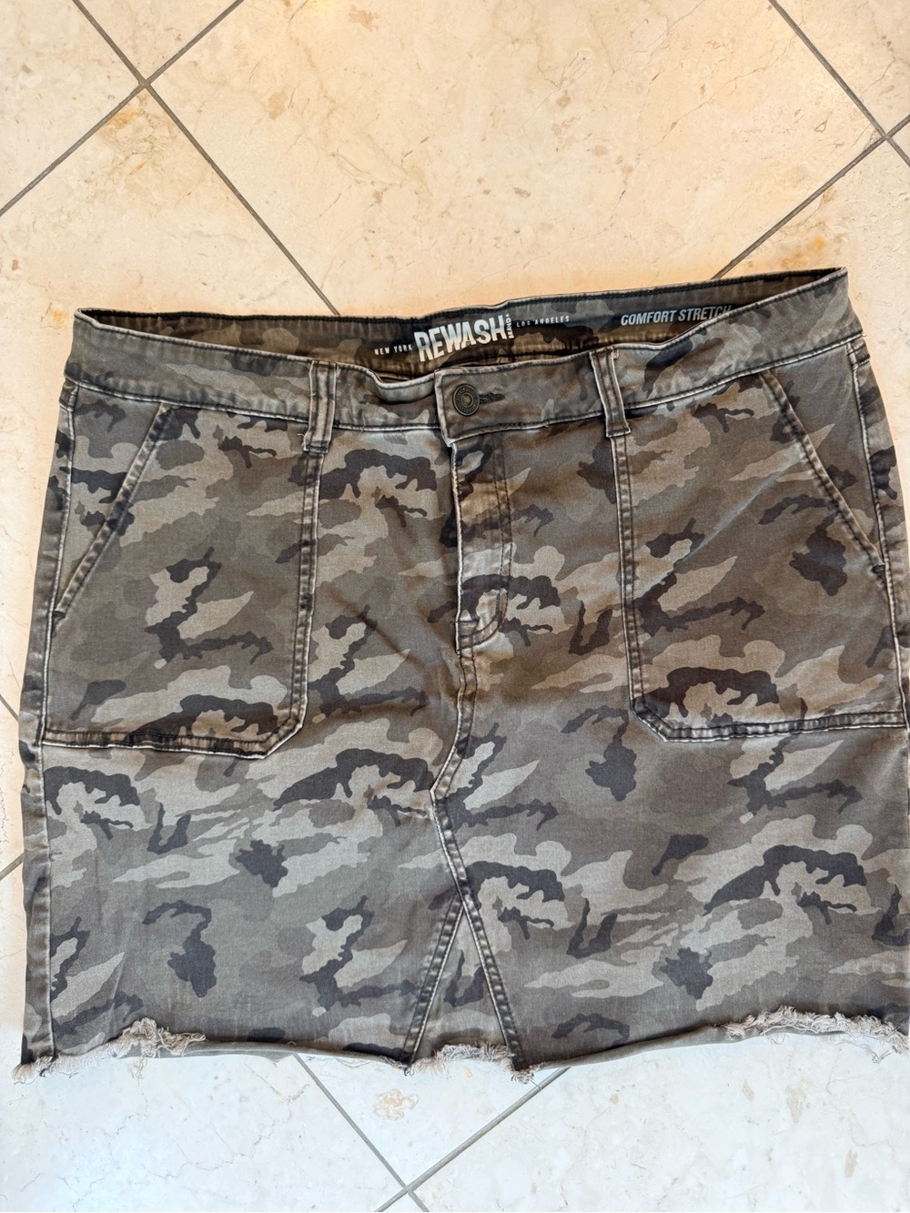 Rewash Camo Utility Mini Skirt - Olive & Dark Gray